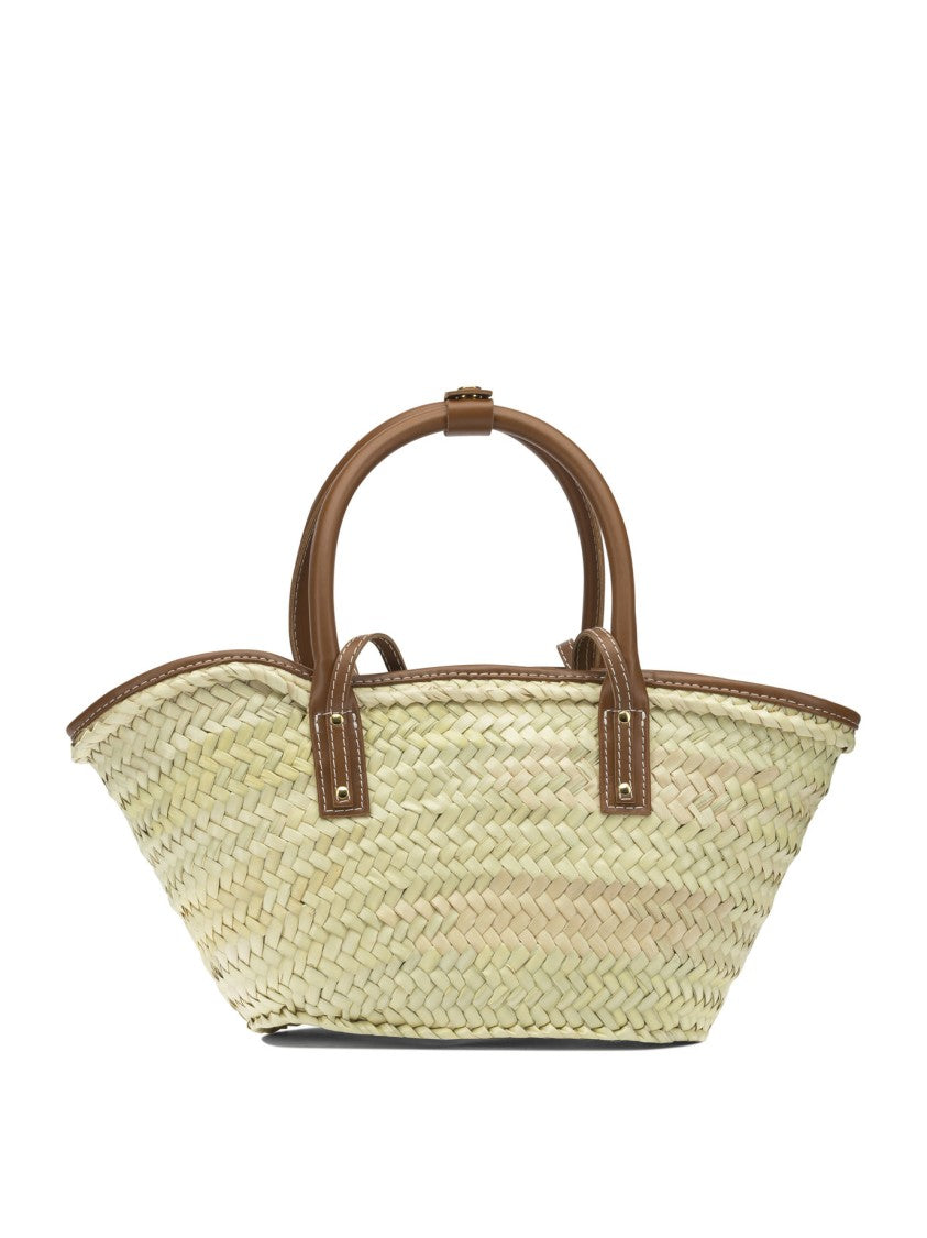 Jacquemus Woven Basket-Style Handbag With Leather Trim