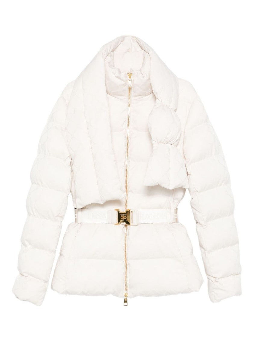 Elisabetta Franchi Padded White Jacket With Quilted Design