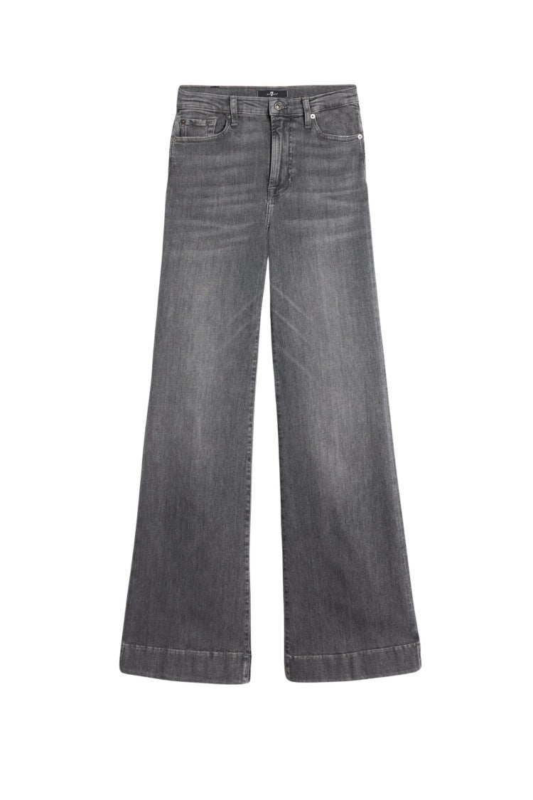 7 For All Mankind Slim-Fit Wide-Leg Jeans In Soho Grey Denim