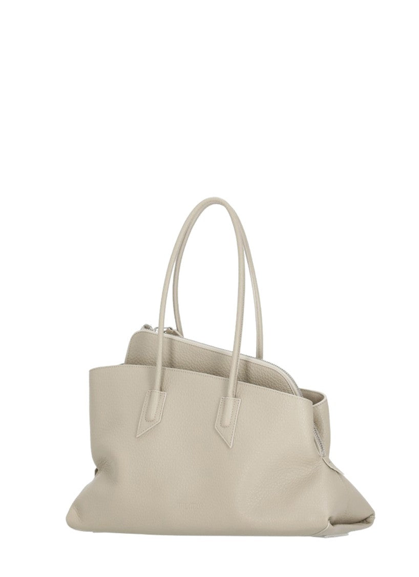 The Attico Ivory Textured Leather Tote Bag