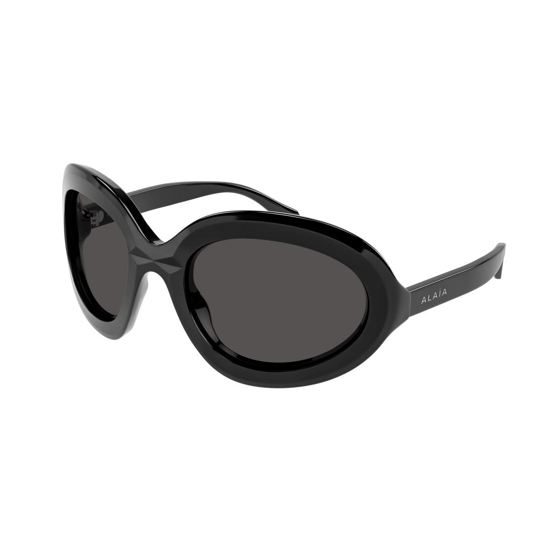 Azzedine Alaïa Oversized Oval Sunglasses In Glossy Black Acetate
