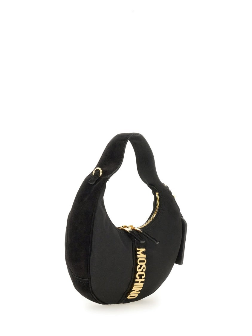 Moschino Crescent-Shaped Handbag With Gold-Tone Accents