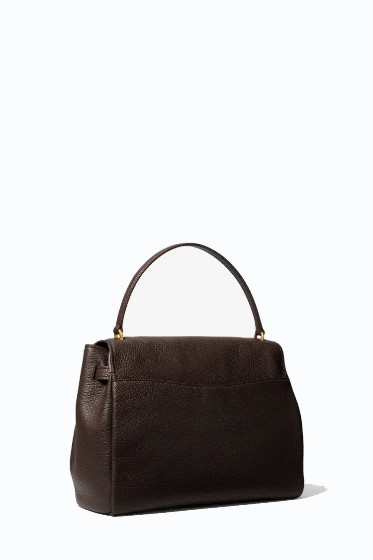 Michael Kors Dark Brown Padlock Hardware Leather Satchel