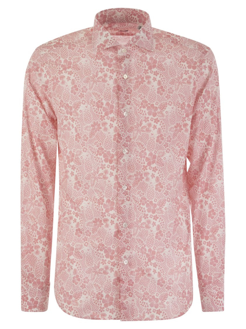 Fedeli Printed Stretch Cotton Voile Shirt