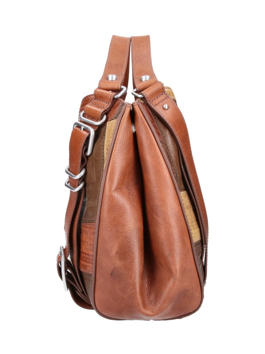 Diesel Brown Patchwork Leather D-One Medium Tote Bag