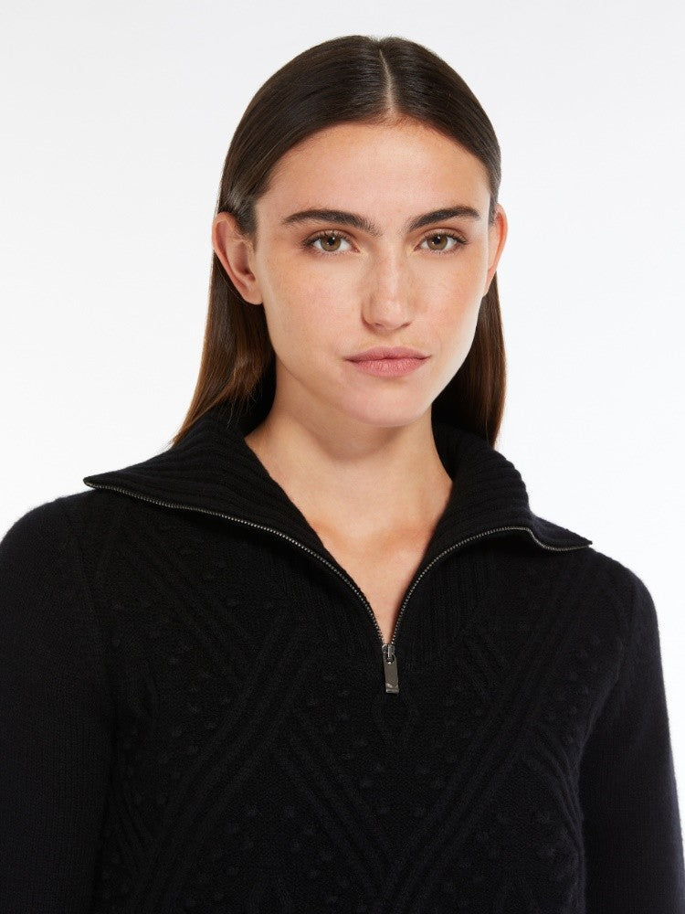Max Mara Cashmere-Blend Black Jumper With High Neck