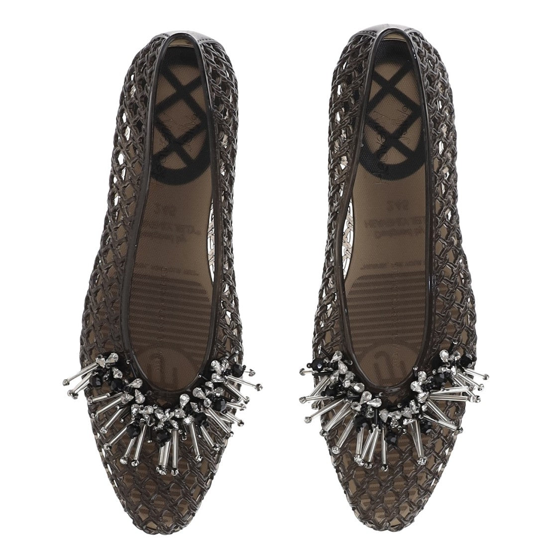 Heavenly Jelly Transparent Mesh Ballerina Flats With Decorative Beading