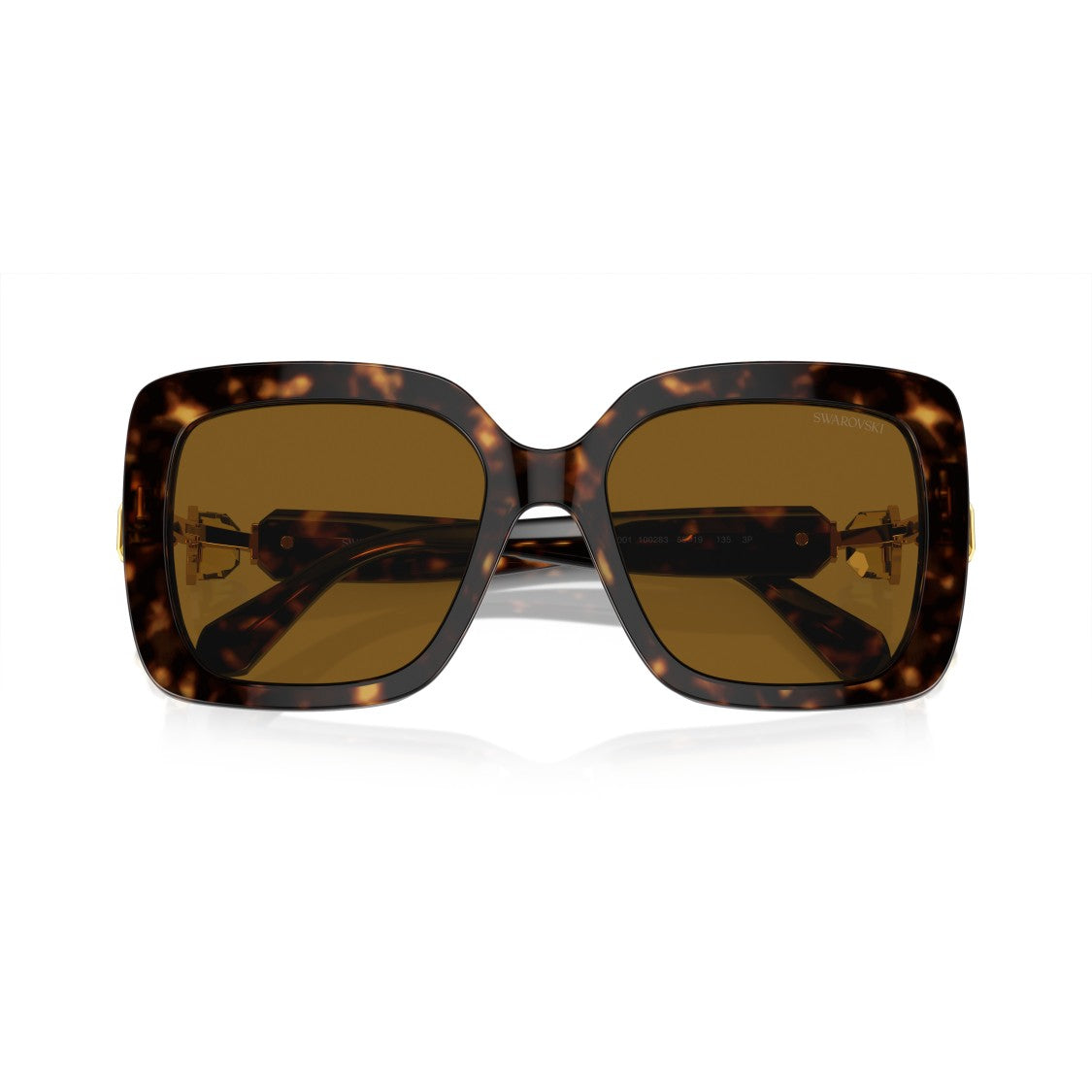 Swarovski 0Sk6001 Oversized Tortoiseshell Square Sunglasses With Golden Accents