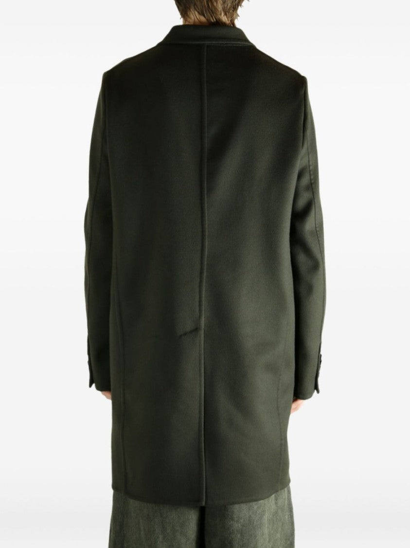 Givenchy Green Notched Lapel Flap Pocket Coat