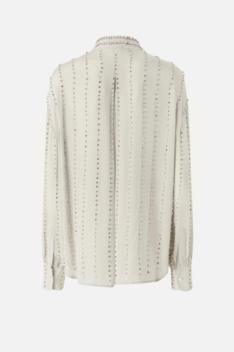 Pinko Grey Caitlin Allover Crystal Stud Viscose Shirt
