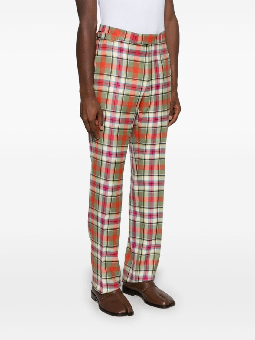 Vivienne Westwood Full-Length Trousers In Light Red Tartan Wool