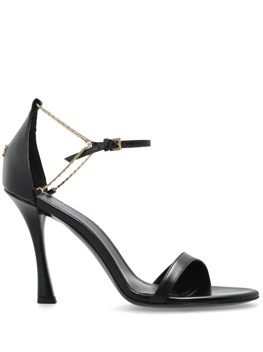 Givenchy Black Single Strap Chain Detail Sandals