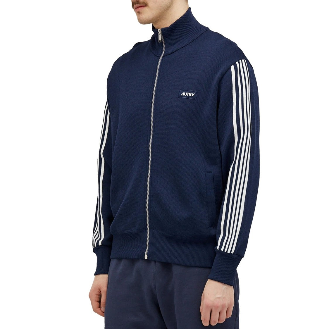 Autry Zipped Sweatshirt With Contrasting Stripes And Embroidered Logo