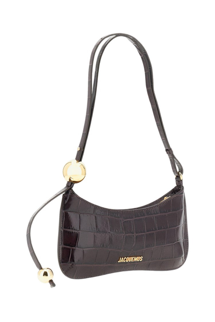 Jacquemus Burgundy Le Bisou Perle Croc-Effect Leather Shoulder Bag