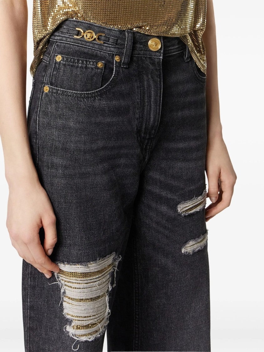 Versace Black Medusa 95 High-Waisted Denim Jeans