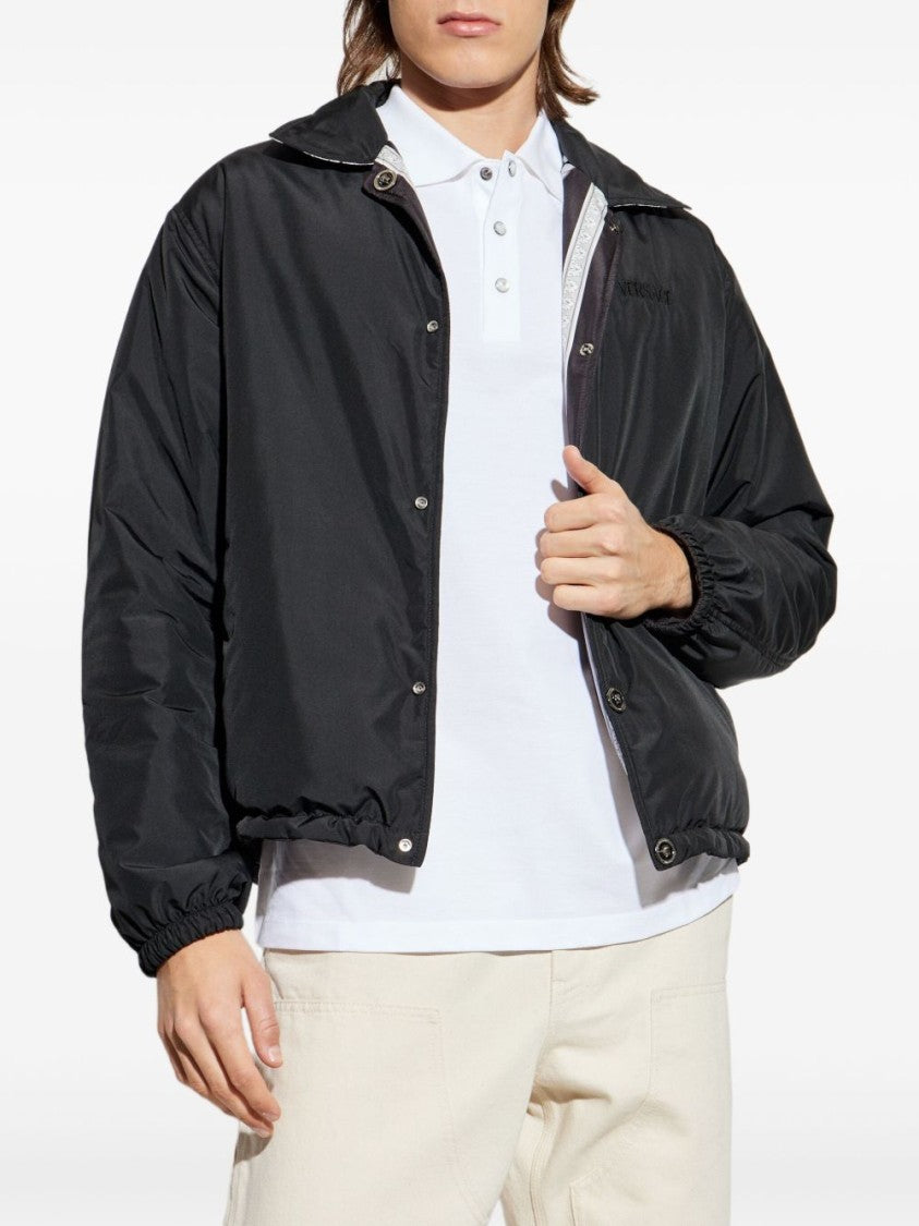 Versace Baroque Patterned Black And Silver Versace Jacket