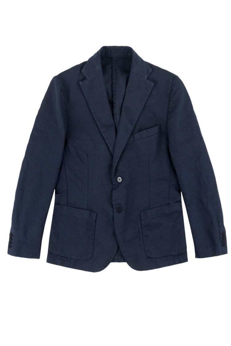 Original Vintage Single-Breasted Deep Blue Jacket With Classic Lapels