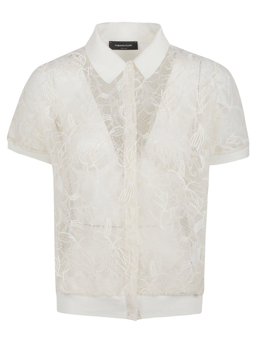 Fabiana Filippi Lace Overlay Shirt With Floral Patterns
