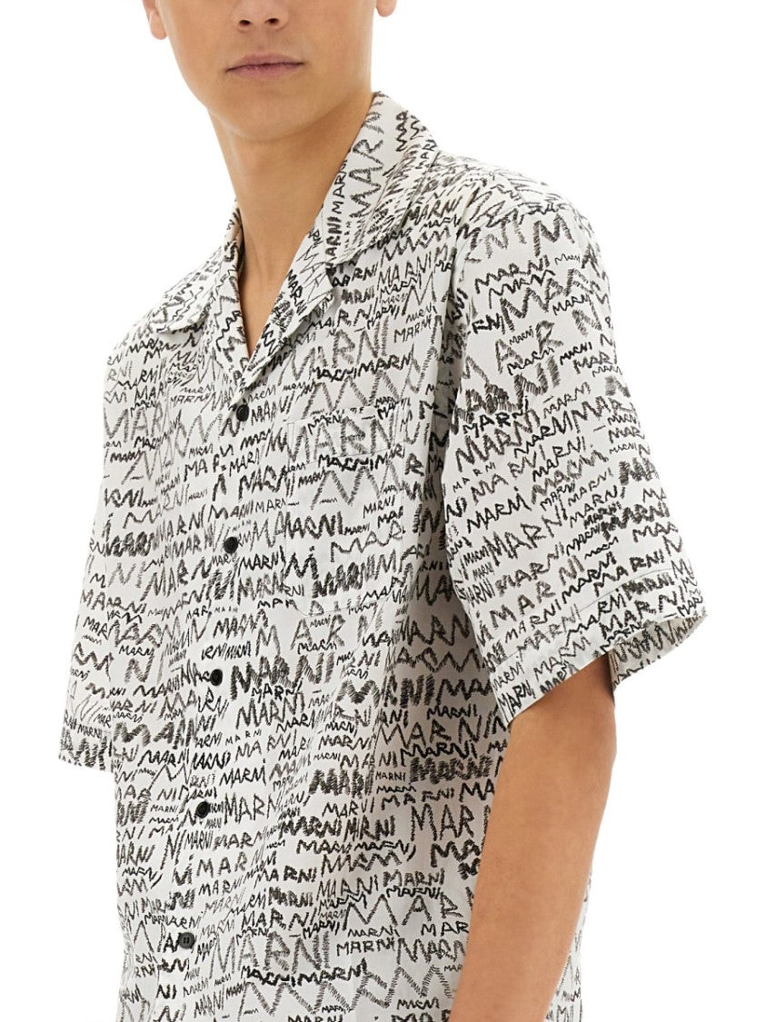 Marni Short-Sleeved Printed Cotton Shirt