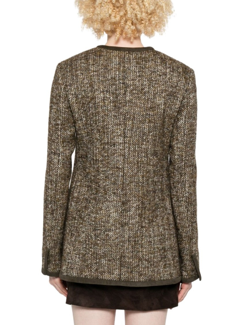 Golden Goose Brown Wool-Blend Structured Patch Jacket
