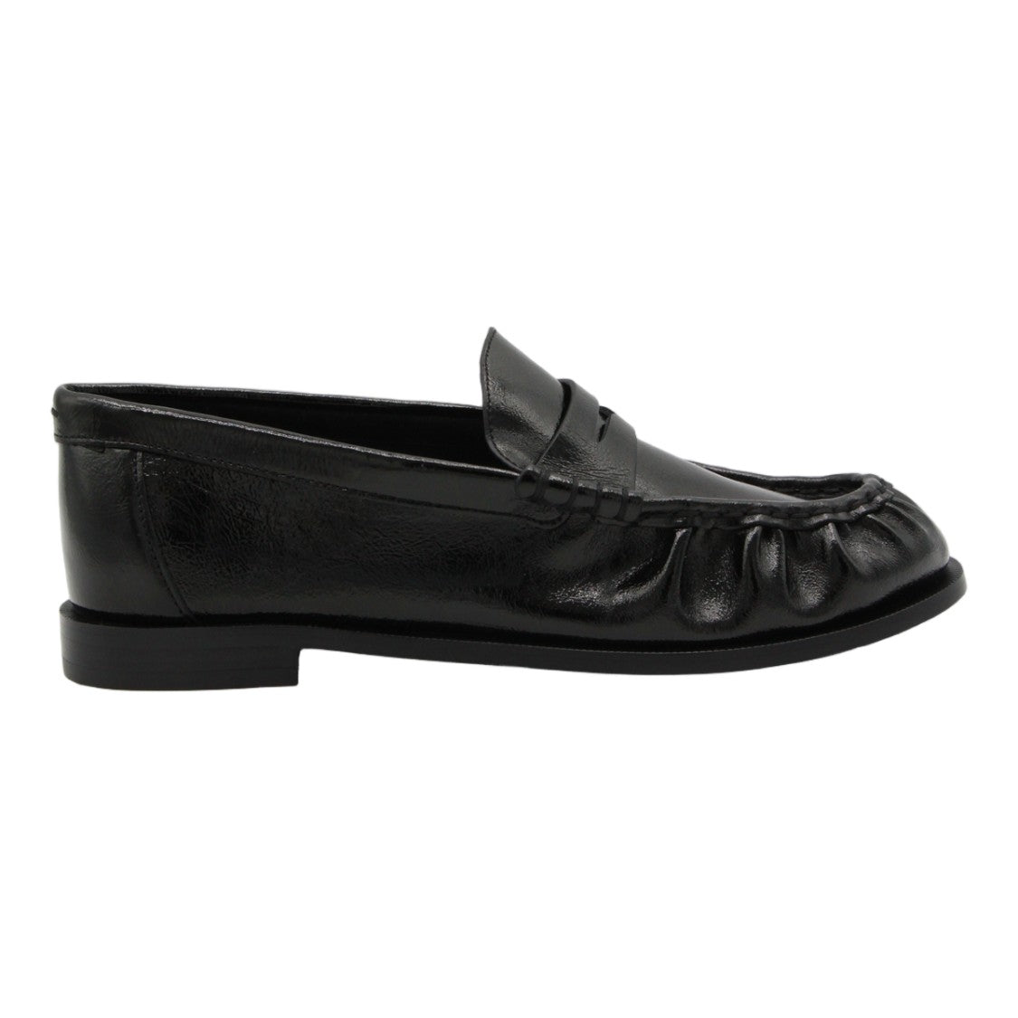 Rag & Bone Moccasin-Inspired Black Leather Flats With Penny Loafer Strap