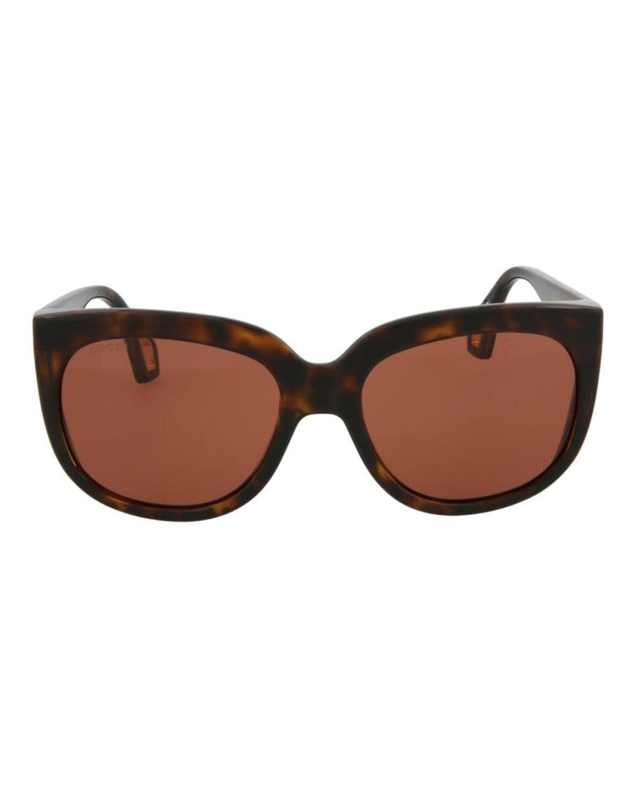 Gucci Tortoiseshell Square-Frame Injection Sunglasses With Saddle Nose Bridge