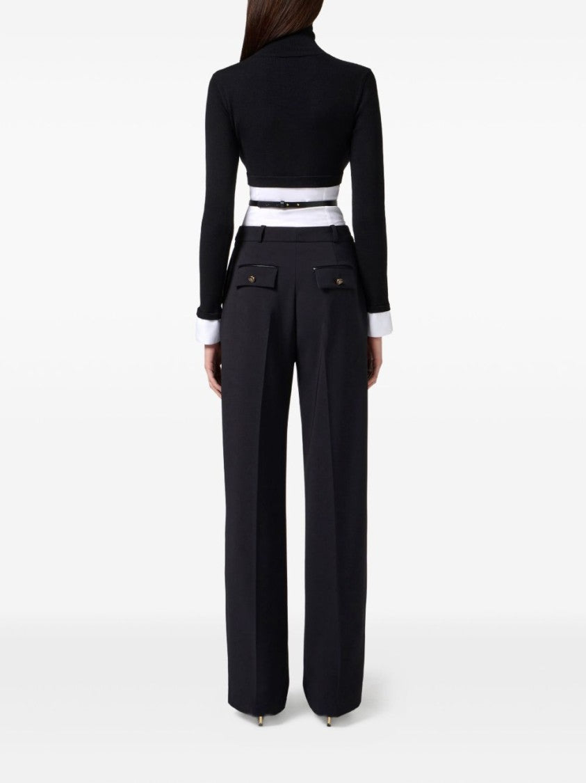 Elisabetta Franchi Layered Turtleneck Sweater With Shirt-Style Base