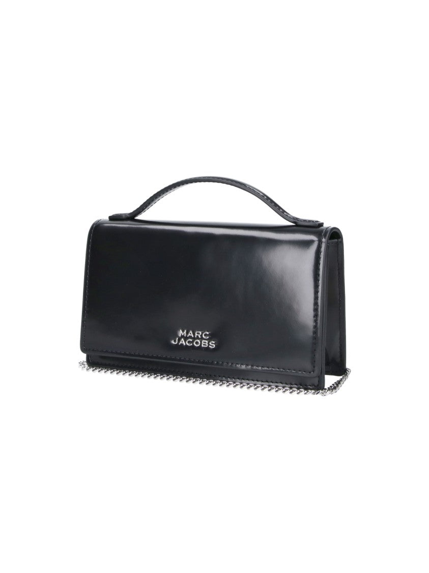 Marc Jacobs Black The Mirror Brushed Leather Handbag