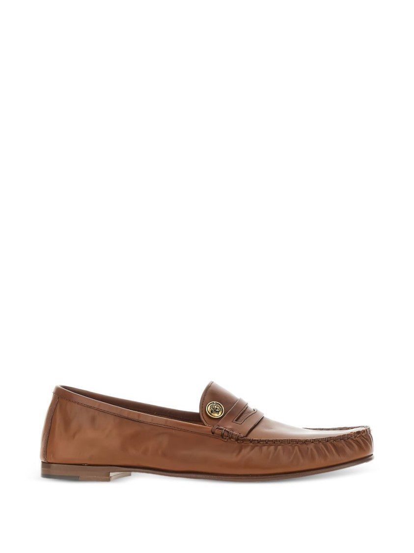 Versace Classic Brown Leather Loafers