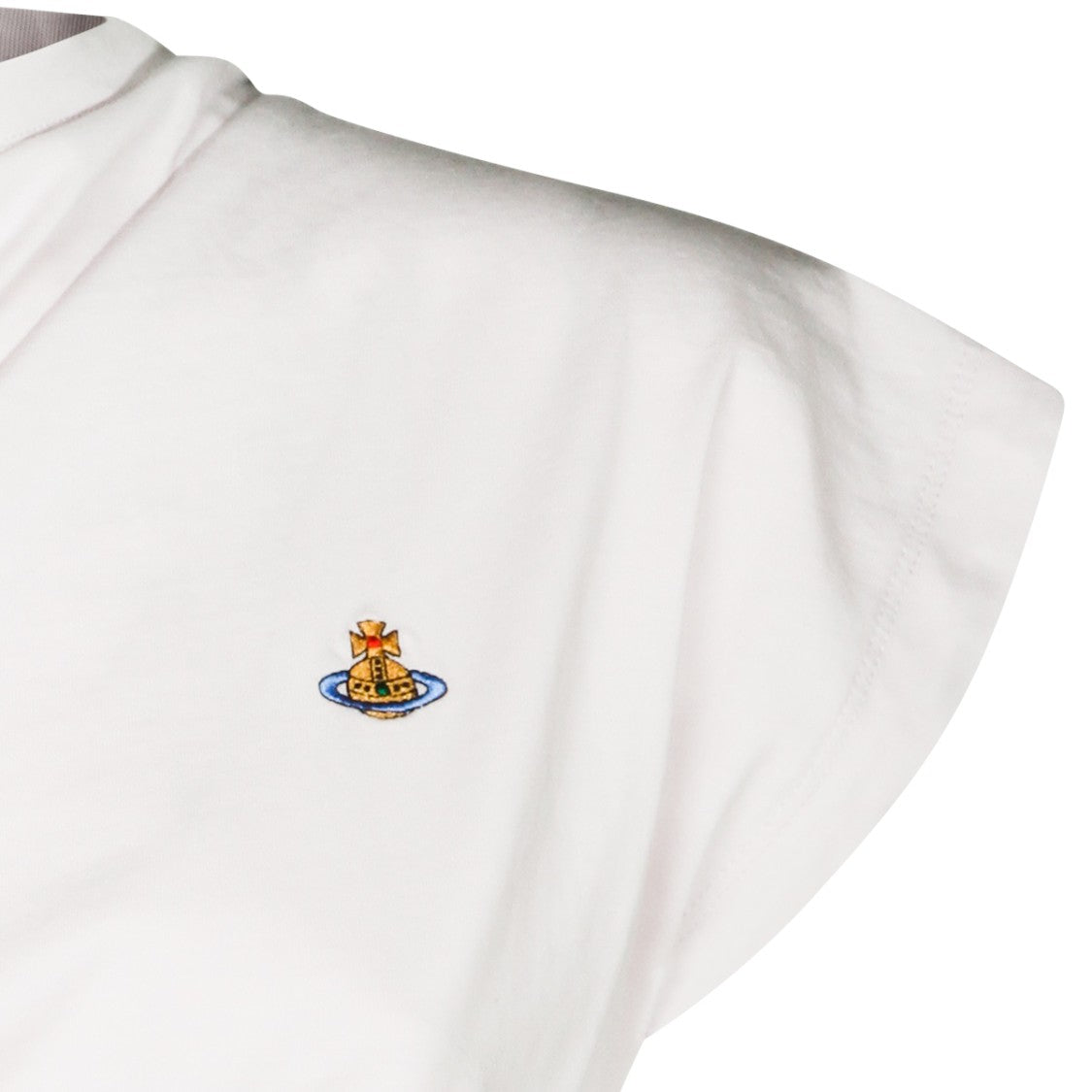 Vivienne Westwood Asymmetrical White Cotton Top With Orb Logo Patch
