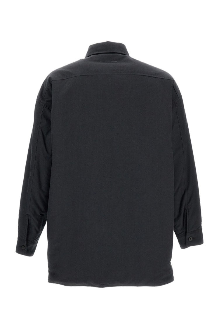 Mm6 By Maison Margiela Black Grey Cotton-Wool Reversible Overshirt