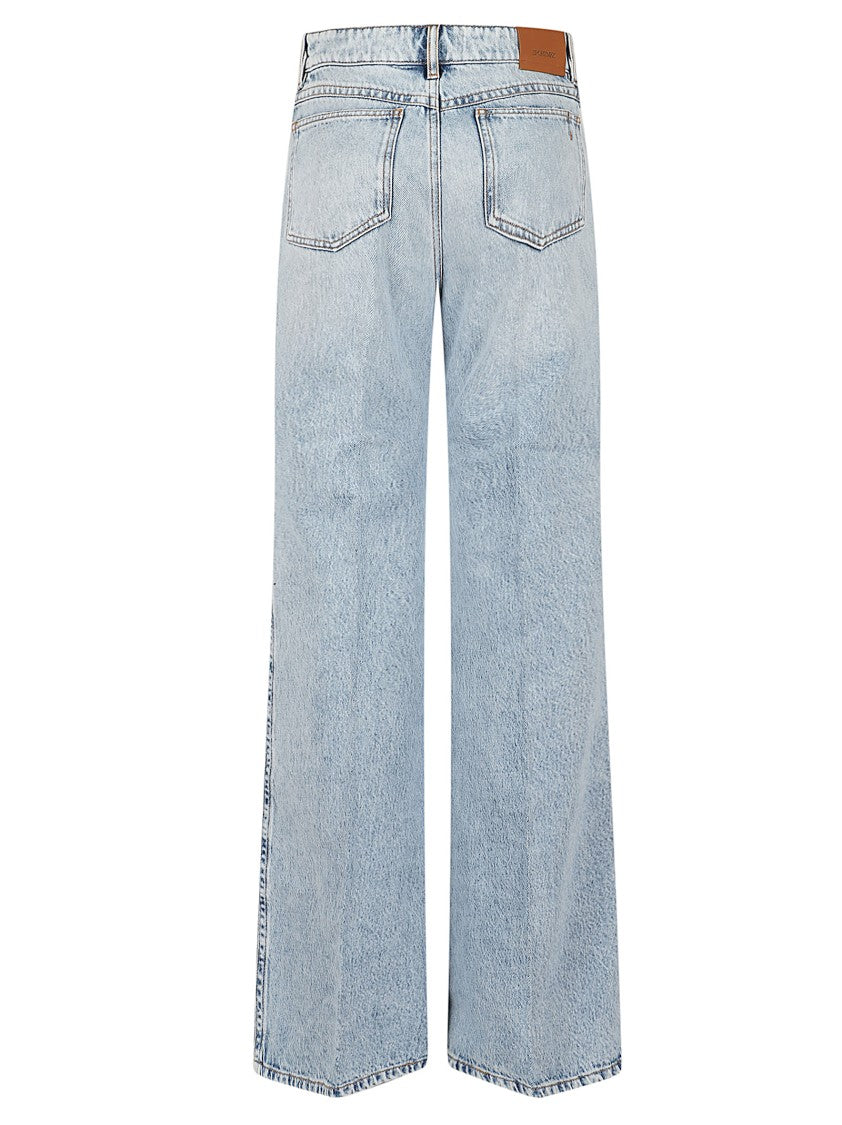 Max Mara Light Wash Denim Trousers With Classic Five-Pocket Design