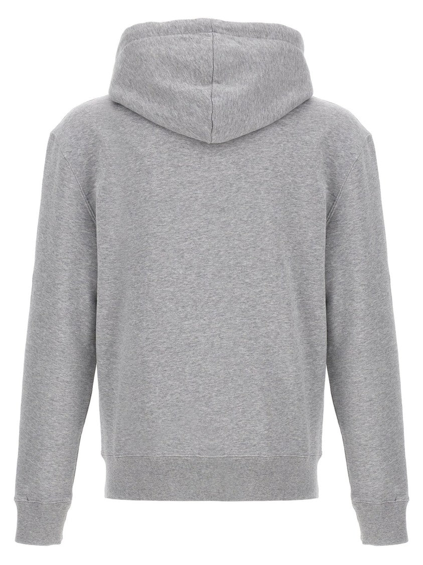 Maison Kitsuné Classic Heather Grey Hoodie With Embroidered Fox Logo