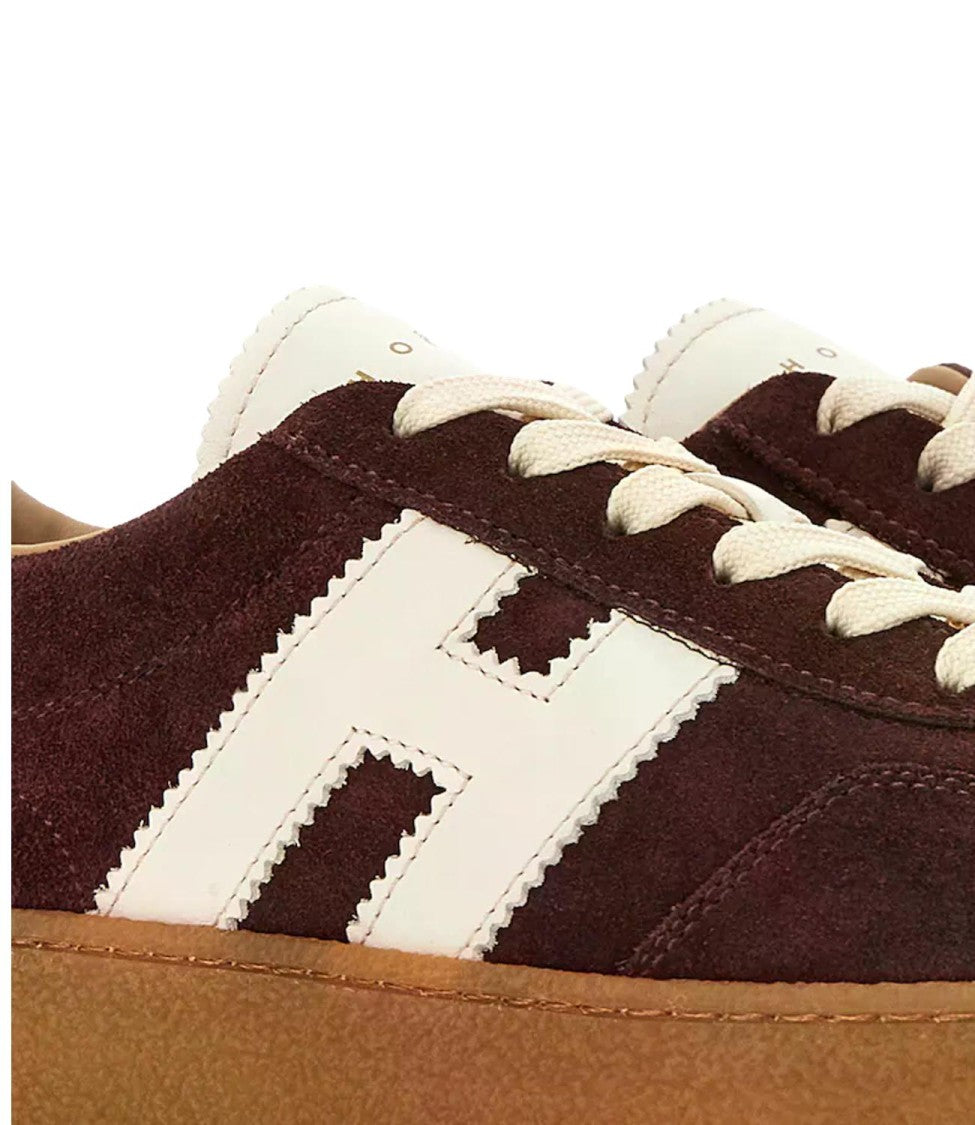 Hogan Burgundy H698 Allacciato H Suede Platform Sneakers