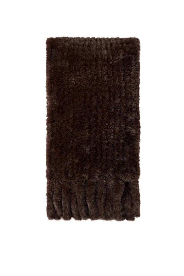Pinko Brown Polyester Plush-Knit Scarf