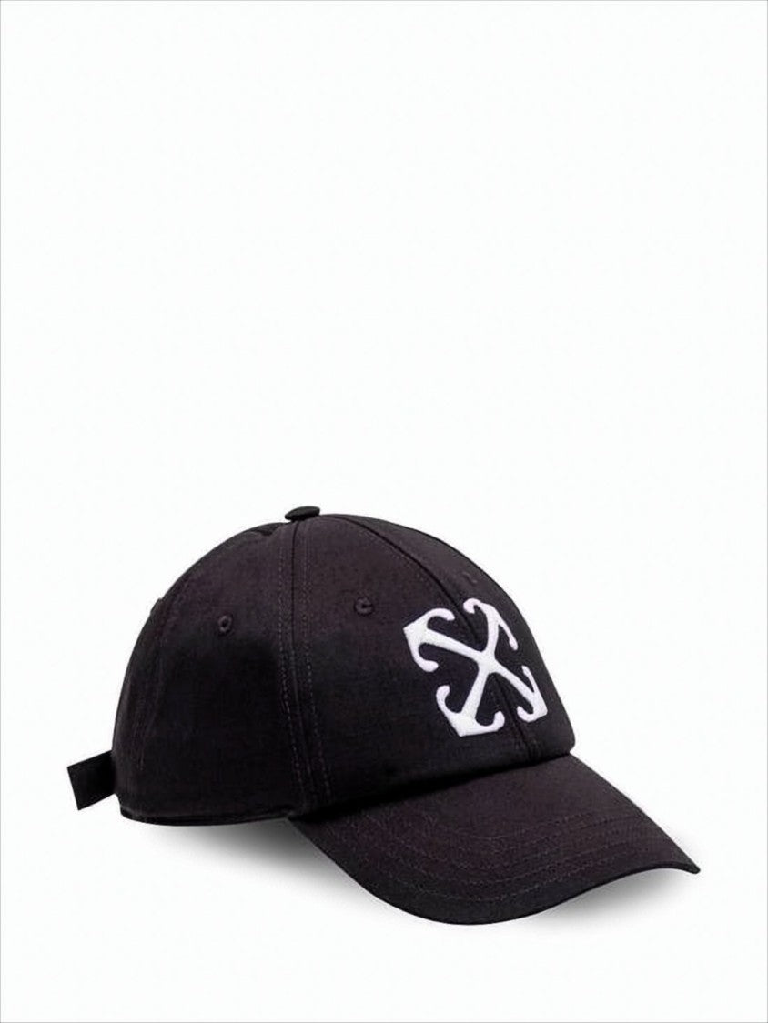 Off-White Black Cotton Baseball Cap With Embroidered Logo