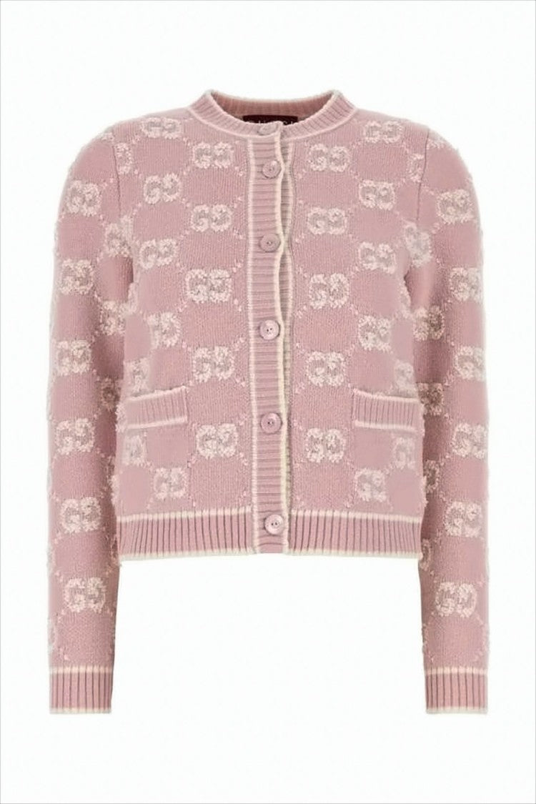 Gucci Cropped Knit Cardigan With Textured Pattern