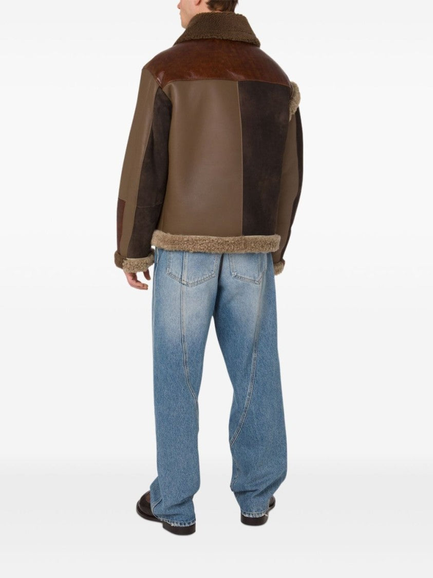 Moschino Patchwork Jacket With Shearling Collar