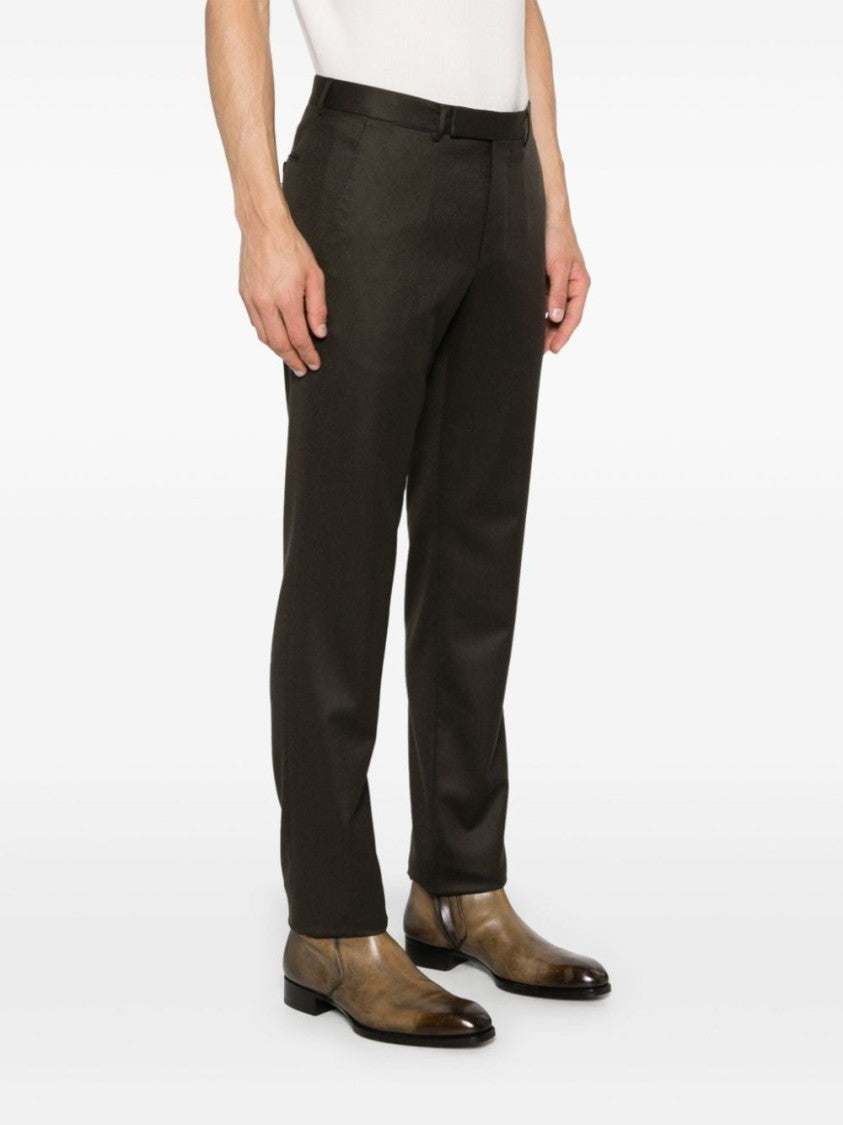 Zegna Tailored Black Trousers With Classic Waistband And Subtle Sheen