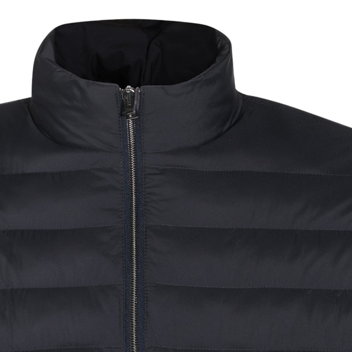 Herno Ribbed Detail Zippered High-Collar Quilted Coat