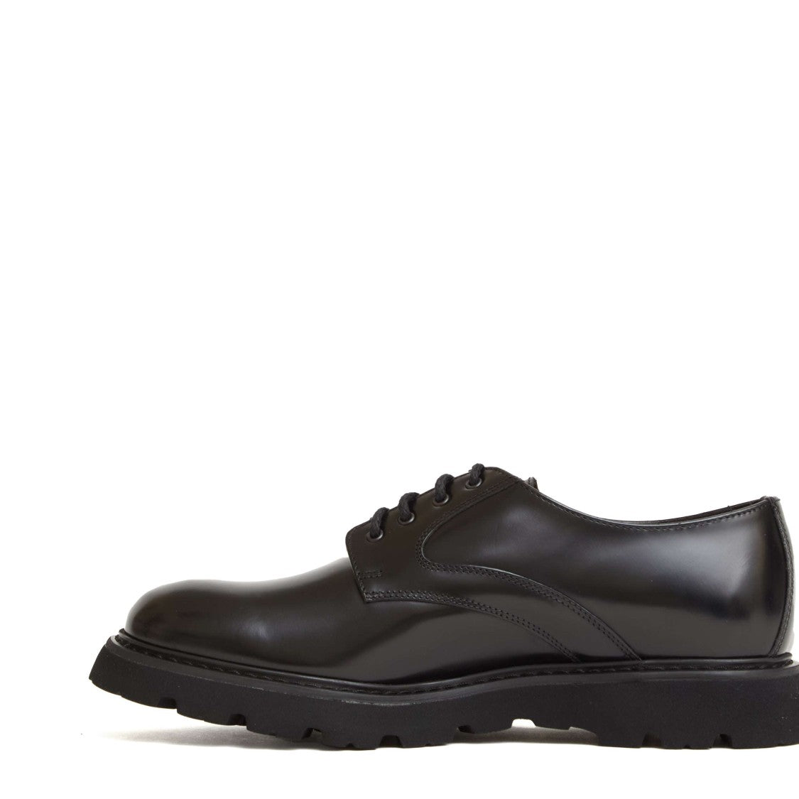 Doucal's Polished Black Leather Derby Shoe With Ultra-Light Sole
