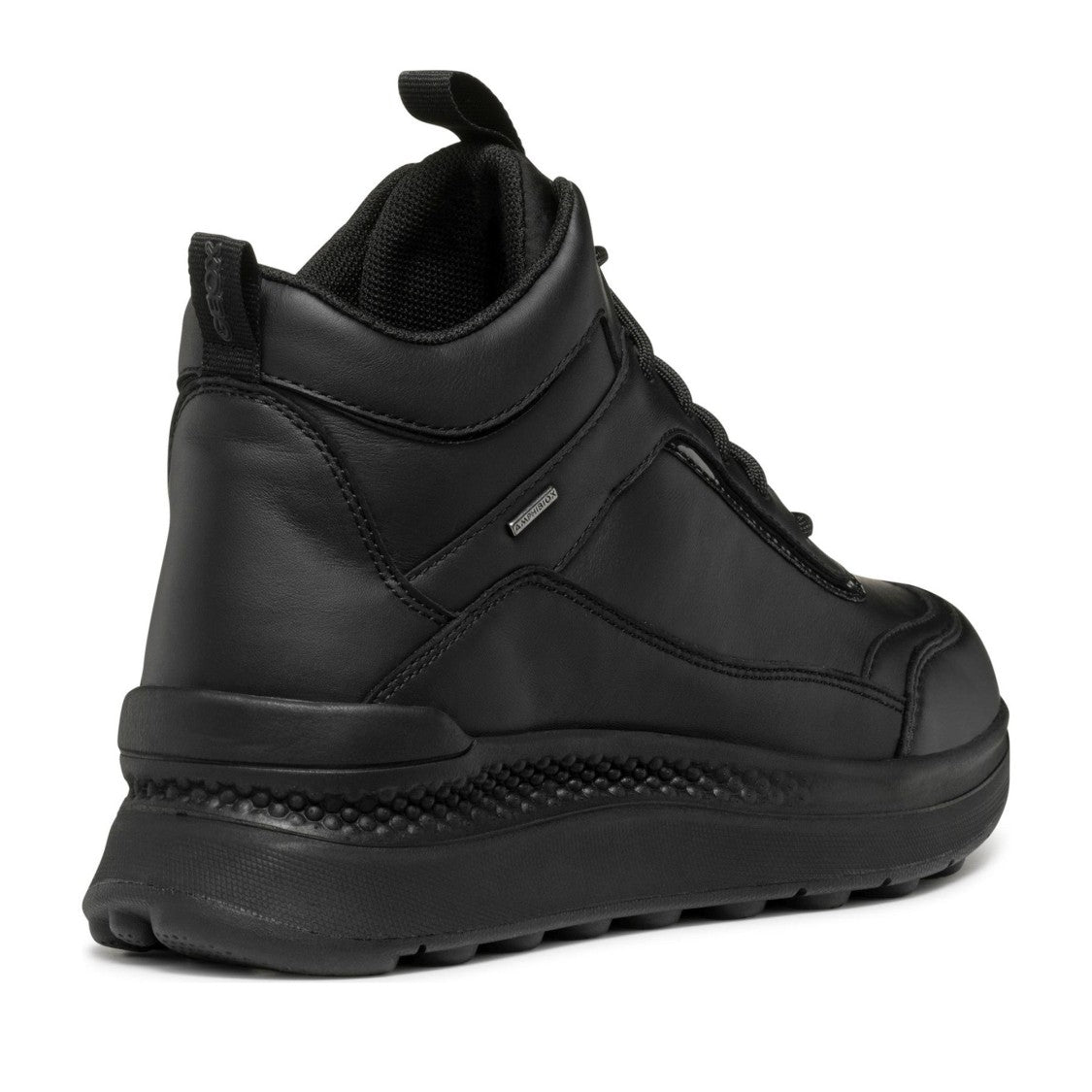Geox Spherica Actif Black Flat Lace-Up Leather Boots