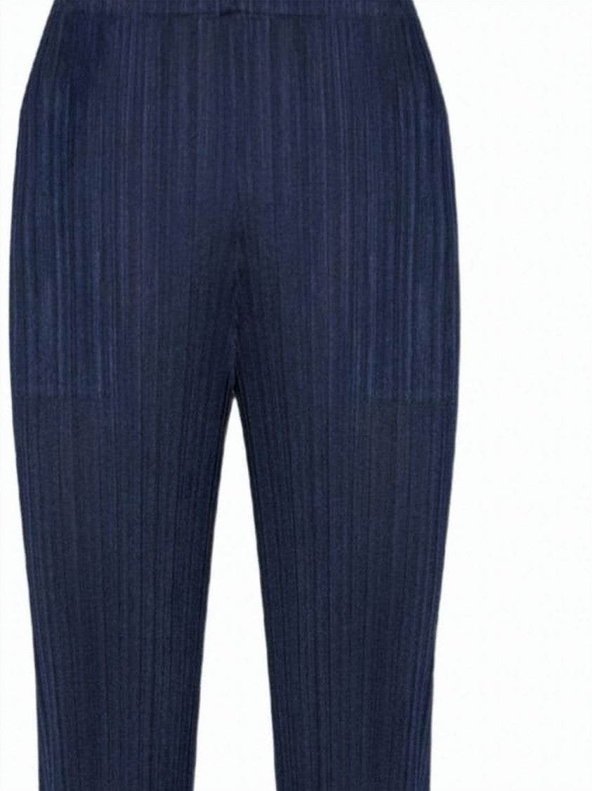 Pleats Please Pleated Design Cropped Jogger Pants With Elastic Waistband