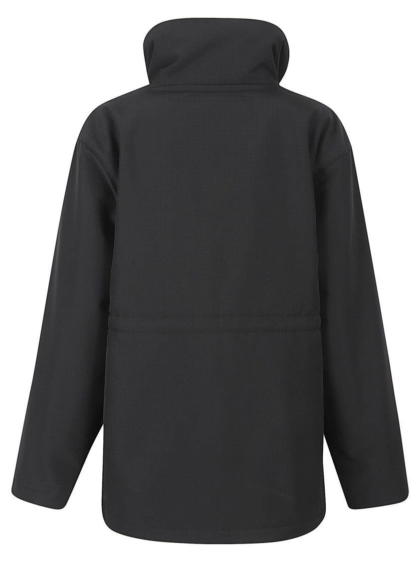 Balenciaga Technical Black Coat With High Collar And Reflective Details