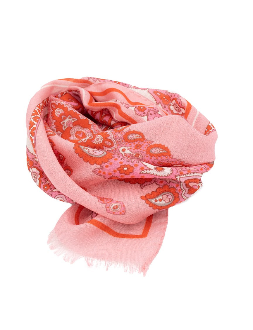 Etro Paisley Design Scarf In Soft Pink Hues