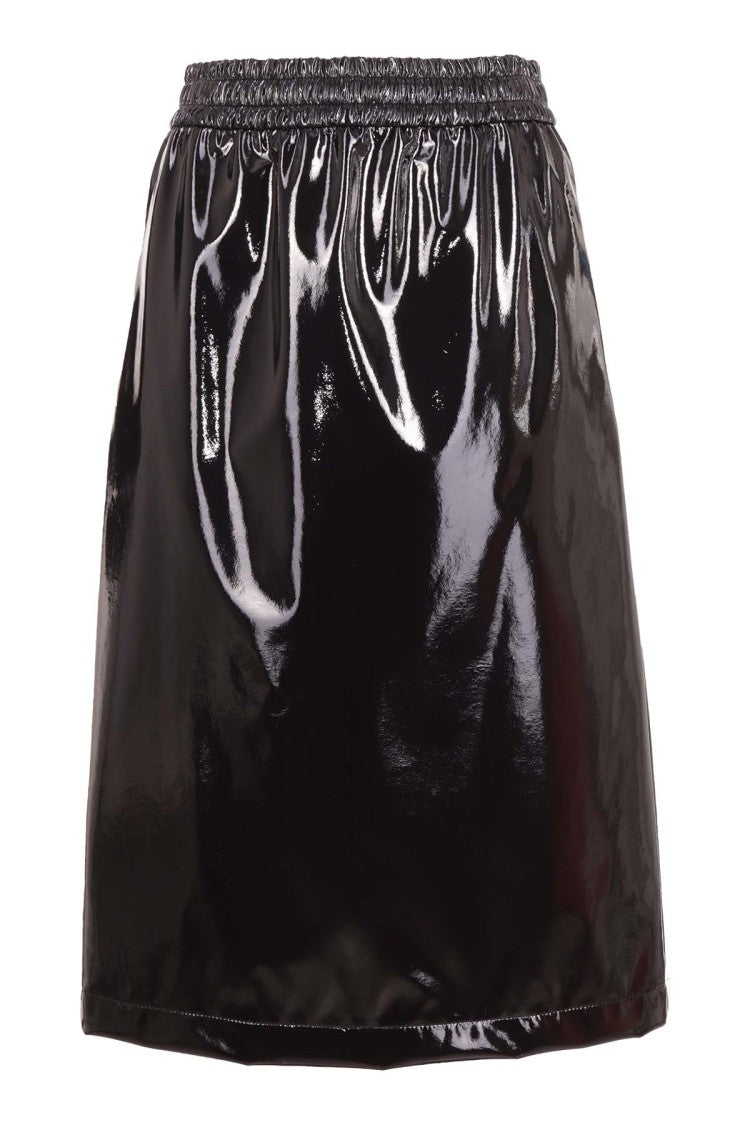 Moncler Laminated Black Midi Skirt