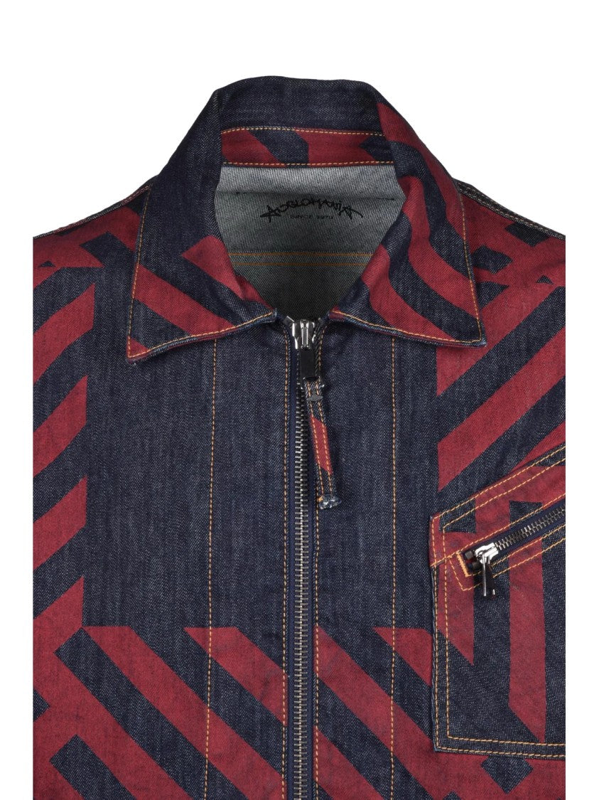 Vivienne Westwood Anglomania Geometric Pattern Denim Jacket With Zip Closure