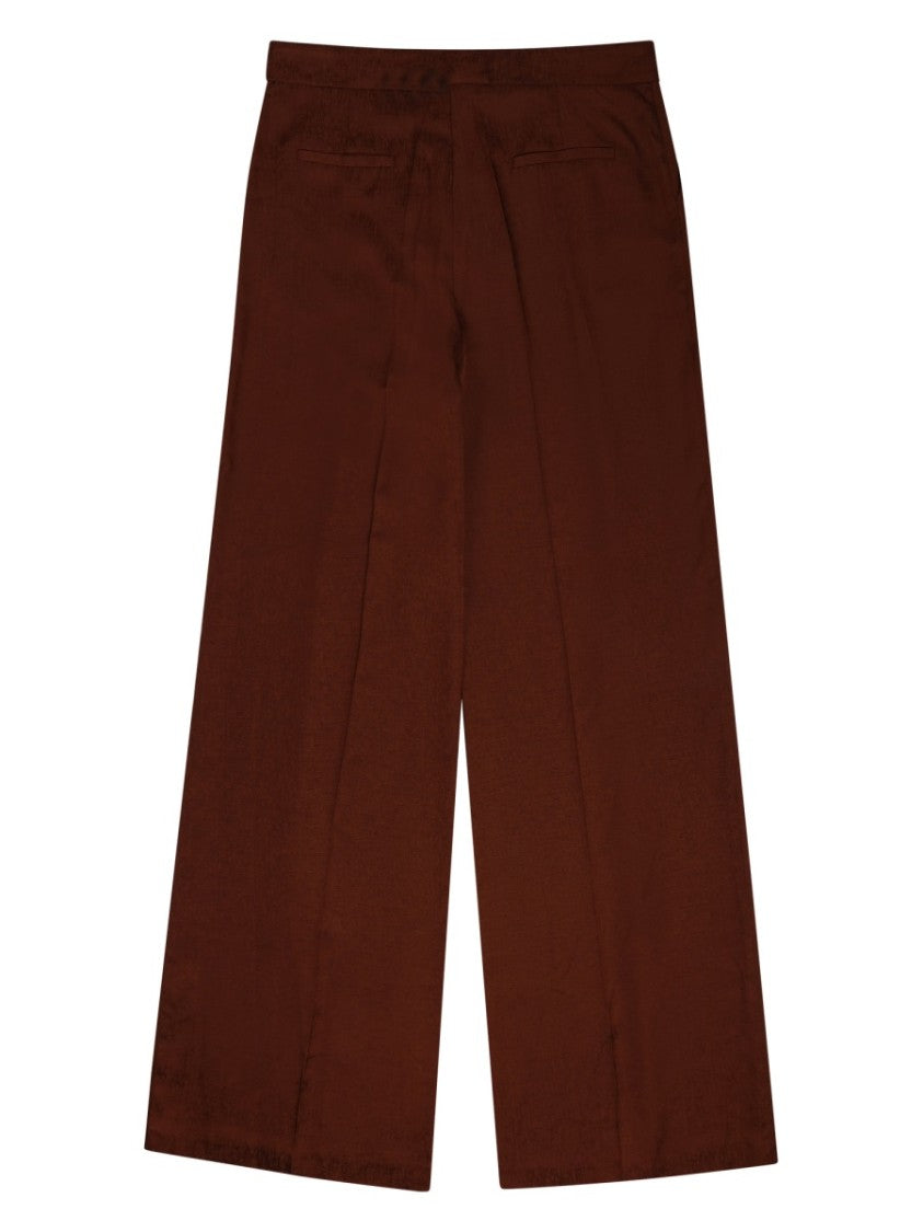 Oscar The Collection Wide-Leg Brown Trousers With High Waist And Tailored Finish