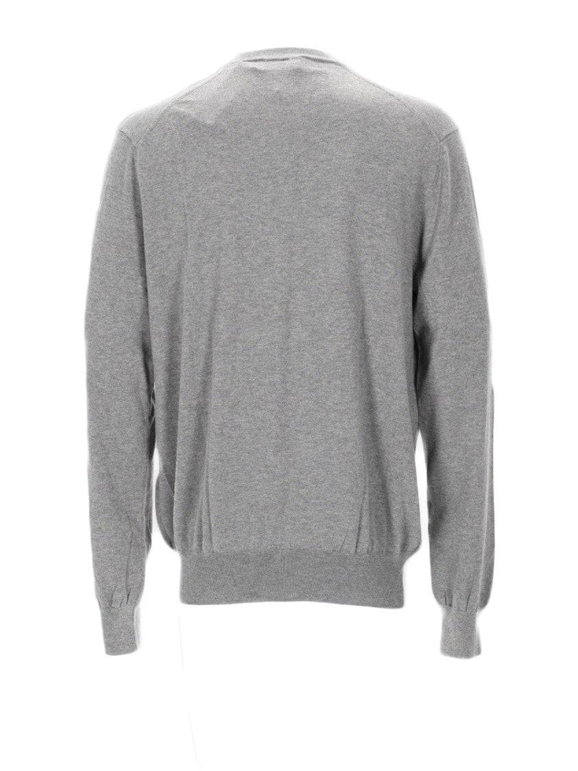 Comme Des Garçons Long-Sleeve Knit Sweater With V-Neckline And Signature Heart Emblem
