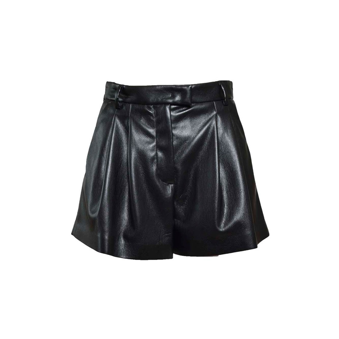 Msgm Shorts In Black Faux Leather With Darts